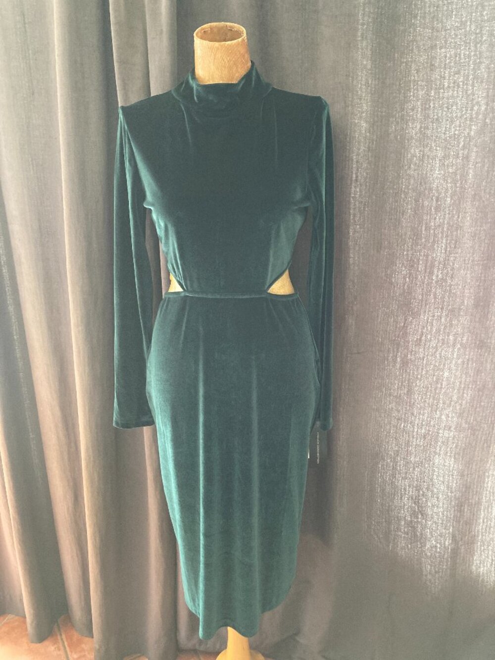French Connection Green Velvet Dress NWT